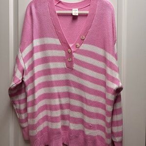 Pink by Victoria Secret- Beach Knit Henley Pull Over Sweater- NWOT/EUC- Size L